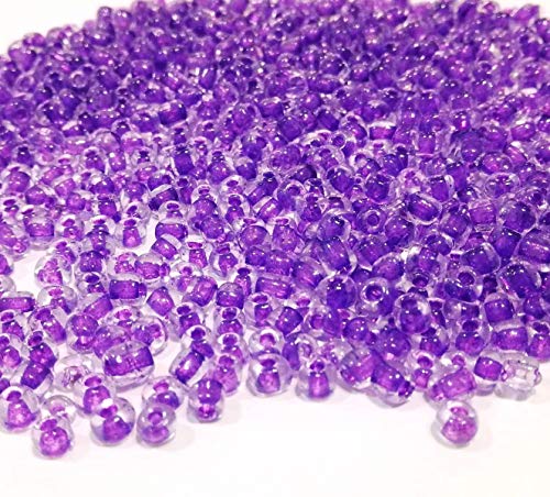 450g, Rocailles Perlen 4mm, 6/0, Glasperlen, Roccailles, 5000 Stück, Seed Beads (Lila Innen Farbe) von Perlin