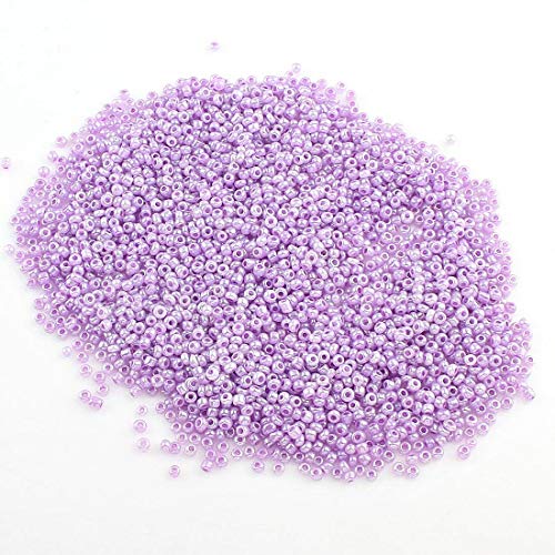 450g Rocailles Perlen 2mm Ceylon Set Glasperlen Rund 30000stk 11/0 Indianerperlen Perlenhäkeln Perlentiere Seed Beads (Lila) von Perlin