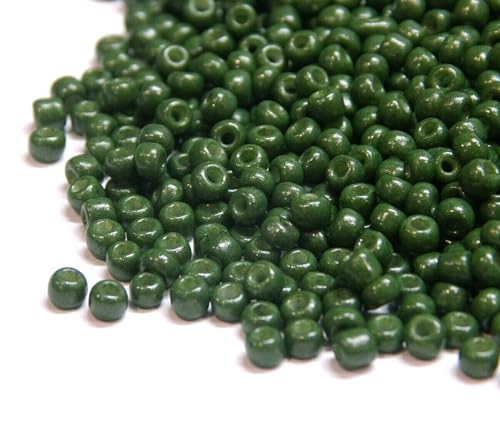 450g Rocailles Perlen 2mm Opak und Matt Set Glasperlen Rund 30000stk 11/0 Indianerperlen Perlenhäkeln Perlentiere Seed Beads (Dunkel Grün) von Perlin