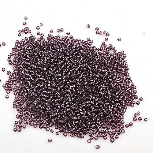 450g Rocailles Perlen 2mm Silbereinzug Set Glasperlen Rund 30000stk 11/0 Indianerperlen Perlenhäkeln Perlentiere Seed Beads (Amethyst Lila) von Perlin