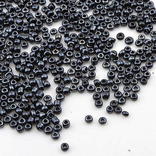 450g Rocailles Perlen 3mm Metallic Farbe Set Glasperlen Rund 15000Stk 8/0 Indianerperlen Perlenhäkeln Perlentiere Seed Beads (Schwarz) von Perlin