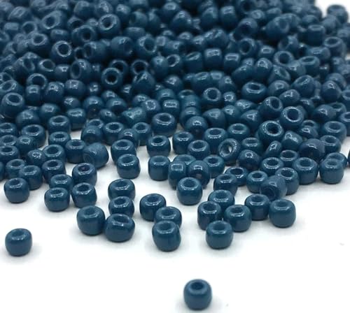 450g Rocailles Perlen 3mm Opak Farbe Set Glasperlen Rund 15000Stk 8/0 Indianerperlen Perlenhäkeln Perlentiere Seed Beads (Marine Blau) von Perlin