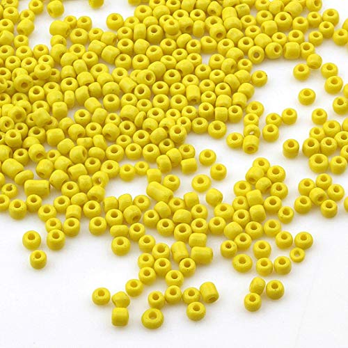 450g Rocailles Perlen 3mm Opak Farbe Set Glasperlen Rund 15000Stk 8/0 Indianerperlen Perlenhäkeln Perlentiere Seed Beads (Gelb) von Perlin