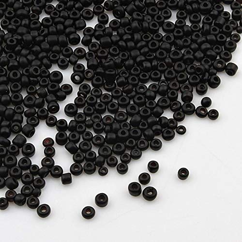 450g Rocailles Perlen 3mm Opak Farbe Set Glasperlen Rund 15000Stk 8/0 Indianerperlen Perlenhäkeln Perlentiere Seed Beads (Schwarz Matt) von Perlin