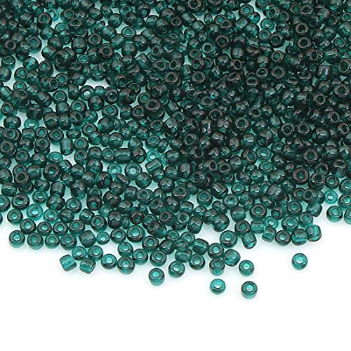 450g Rocailles Perlen 3mm Set Transparent Farbe Glasperlen Rund 15000Stk 8/0 Grün Perlenhäkeln Perlentiere Seed Beads (Ferngrün) von Perlin