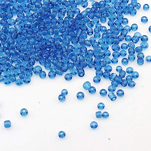 450g Rocailles Perlen 3mm Transparent Farbe Set Glasperlen Rund 15000Stk 8/0 Indianerperlen Perlenhäkeln Seed Beads (Sapphire Blau) von Perlin