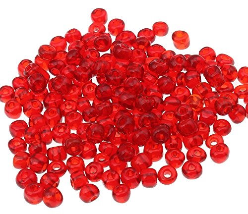 450g Rocailles Perlen 4mm Rot Glasperlen Transparent 5000stk 6/0 für Armband Kette Kugeln Indianerperlen Perlenhäkeln für Schmuck Basteln Deko Kette Armband Hobbyauflösung A223 von Perlin