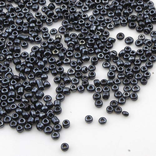 450g Rocailles Perlen 4mm Schwarz Metallic Farbe 5000Stk 6/0 Glasperlen Roccailles Glass Seed Beads A219 von Perlin