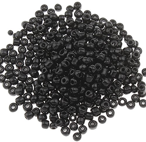 450g Rocailles Perlen Schwarz 4mm Glasperlen Opak 5000stk 6/0 Perle mit Loch zum auffädeln Schmuckperlen Perlenhäkeln Textilperlen A212 von Perlin