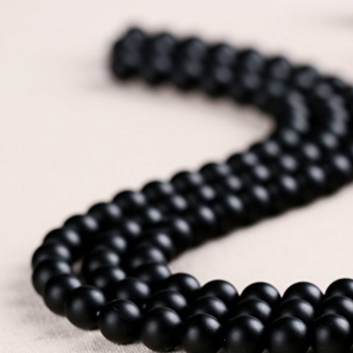 48 Onyx Matt Perlen 8mm Halbedelstein Edelstein Schwarz Kugel Gefrostet Schmuckstein Gemstone Beads G716 x 2 von Perlin