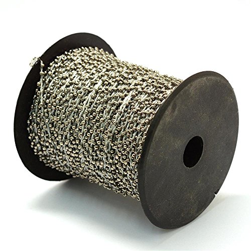 5 Meter Meterware Rocailles Perlen 2mm Perlenschnur Perlenkordel Perlenband Perlenkette Glasperlen mit band 11/0 (Silber) von Perlin