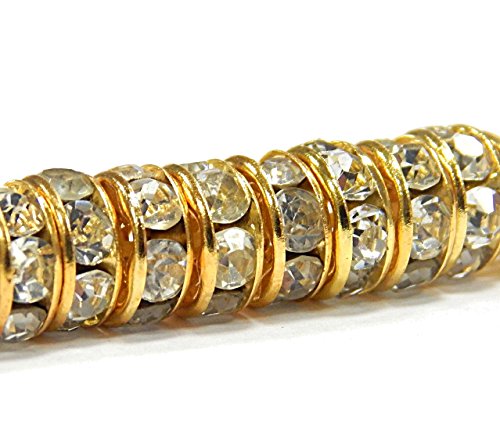 50 METALLPERLEN CRYSTAL STRASS RING METALL SPACER BEADS 8mm GOLD FARBE R25B von Perlin