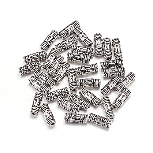 50 Stück Messing Metallperlen Tube/Röhre Perlen 1,5mm Loch Spacer Set 8x3mm Silber Lose Zwischenperlen Zwischenteile Für Schmuckherstellung von Perlin