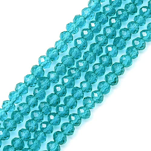 50 Stück Tschechische Kristall Glas Perlen CZ Böhmische Facettierte Rondelle Glasperlen 3x2 mm Glasschliffperlen (Hell Blau) von Perlin