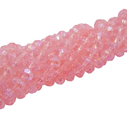 50 Stück Tschechische Kristall Glas Perlen CZ Böhmische Facettierte Rondelle Glasperlen 3x2 mm Glasschliffperlen (Rosa) von Perlin