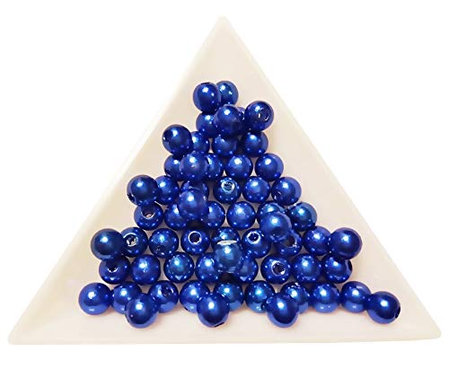 50 Wachsperlen 8mm Kunststoff Acryl Perlen Tischdeko Hochzeit Rund Drahtsterne Streudeko Perlmutt Perlensterne Basteln Wachs-Perlen (Blau) von Perlin