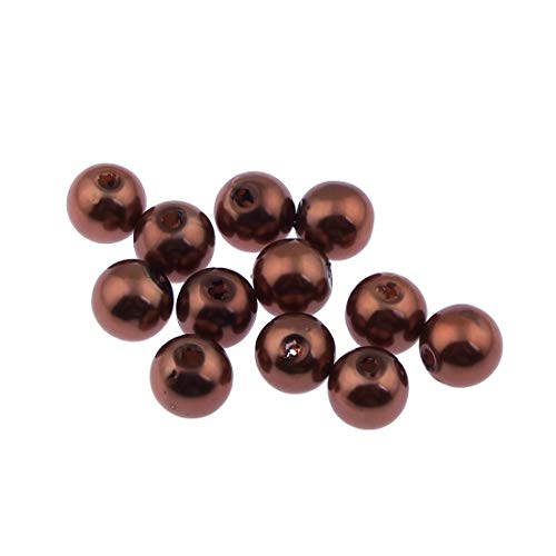 50 Wachsperlen 8mm Kunststoff Acryl Perlen Tischdeko Hochzeit Rund Drahtsterne Streudeko Perlmutt Perlensterne Basteln Wachs-Perlen (Cappuccino) von Perlin