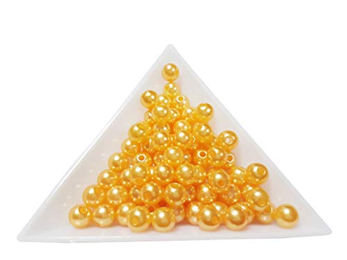 50 Wachsperlen 8mm Kunststoff Acryl Perlen Tischdeko Hochzeit Rund Drahtsterne Streudeko Perlmutt Perlensterne Basteln Wachs-Perlen (Gold) von Perlin
