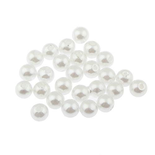 50 Wachsperlen 8mm Kunststoff Acryl Perlen Tischdeko Hochzeit Rund Drahtsterne Streudeko Perlmutt Perlensterne Basteln Wachs-Perlen (Weiss) von Perlin