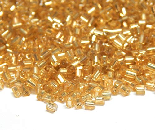 5000stk Rocailles Perlen 2mm, Glas Stiftperlen, Röhrchen, Tubes, Stäbchen perlen, Roccailles, Seed Beads (Gold Silbereinzug) von Perlin