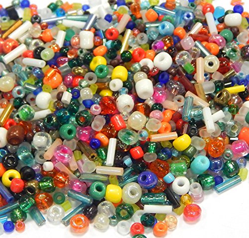 500g Rocailles Perlen 2mm 3mm 4mm 6mm Pony Glas Perlen, Indianerperlen Mischfarben Seed Beads Rund und Stiftperlen Perlenset zum Auffädeln von Perlin