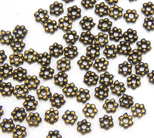 500stk Metall Perlen Spacer 3mm Bronze Metallperlen Blume Schmuckteil für Schmuckherstellungs Zubehör DIY Schmuck Basteln F369 von Perlin