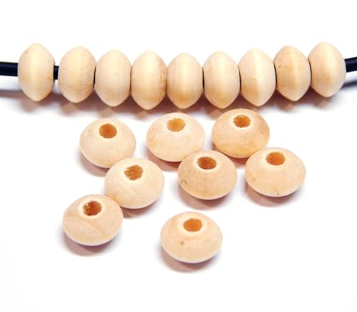 600stk Natur Holzperlen 8mm Rondell mit 2,5mm loch Ring Holz Perlen zum fädeln Perlenmischung für DIY Schmuck Herstellung Wood Beads von Perlin