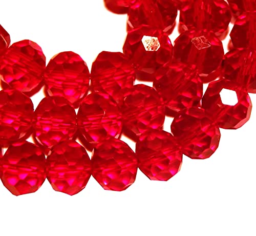 65 Stück Tschechische Böhmische Kristallperlen 8x6mm Tschechische Perlen CZ Glasschliffperlen Facettierte Rondelle (Dunkel Rot) von Perlin