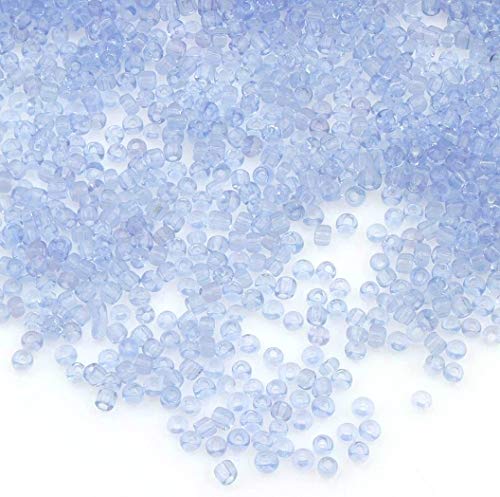 6500 Stück Glas Rocailles Perlen 2mm Transparent Farbe Set, 17 Farben, 11/0, Pony Perlen, Klar Mini Perlen, Seed Beads, (Hell Blau) von Perlin