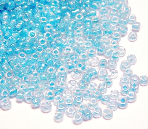 6500 Stück Glas Rocailles Perlen 2mm Transparent Rainbow Farbe Set, 11/0, Pony Perlen, Klar Mini Rund Perlen, Seed Beads (Blau AB) von Perlin