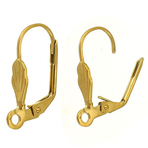 8 stk Edelstahl 304 Ohrhaken Ohrstecker Gold Ohrringe Klapp Brisuren Ohrhänger Ohr-Verschluss Klappbügel 18mm von Perlin