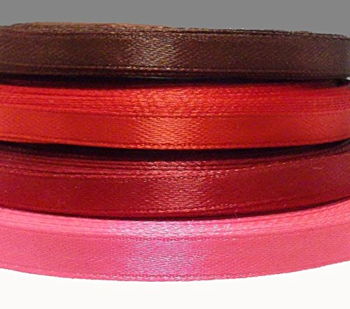 80 m SATINBAND PINK WEINROT ROT BRAUN 6mm DEKOBAND GESCHENKBAND Doppelsatinband Schleifenband Set Schmuckband Schmuckherstellung Basteln Nähen Meterware Hochzeitsdeko Band C194 von Perlin