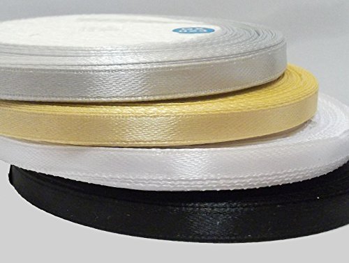 80 m SATINBAND SILBER WEISS SCHWARZ GOLD 6mm DEKOBAND GESCHENKBAND Doppelsatinband Schleifenband Set Schmuckband Schmuckherstellung Basteln Nähen Meterware Hochzeitsdeko Band C192 von Perlin