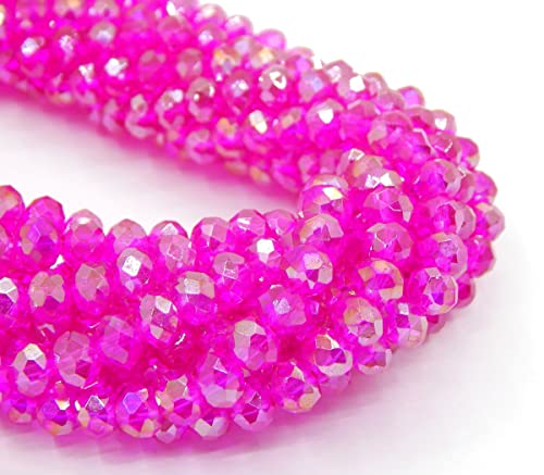 85 Stück Tschechische Böhmische Kristallperlen 6mm Tschechische Perlen CZ Glasschliffperlen Facettierte Rondelle Kügelchen Glasperlen, 1 strang (Pink AB) von Perlin