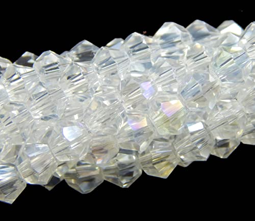 90stk Böhmische Kristallperlen 4mm Doppelkegel Tschechische Perlen Glasschliffperlen Glasperlen, Bicone Beads (Crystal AB) von Perlin