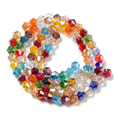 90stk Böhmische Kristallperlen 4mm Doppelkegel Tschechische Perlen Glasschliffperlen Glasperlen, Bicone Beads (Gemischt) von Perlin