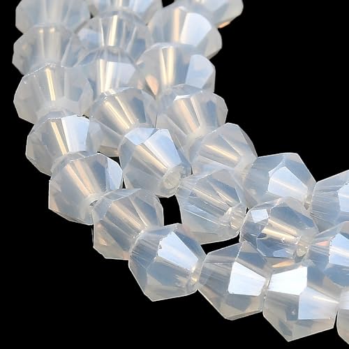 90stk Böhmische Kristallperlen 4mm Doppelkegel Tschechische Perlen Glasschliffperlen Glasperlen, Bicone Beads (Mondstein) von Perlin