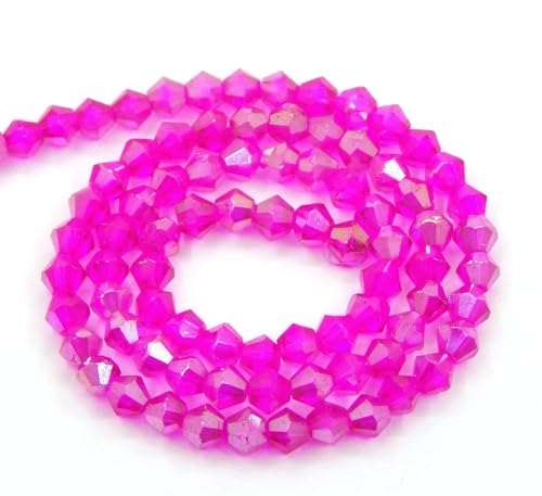 90stk Böhmische Kristallperlen 4mm Doppelkegel Tschechische Perlen Glasschliffperlen Glasperlen, Bicone Beads (Pink) von Perlin