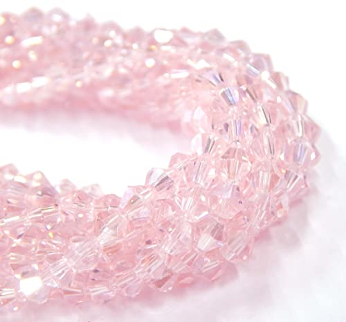 90stk Böhmische Kristallperlen 4mm Doppelkegel Tschechische Perlen Glasschliffperlen Glasperlen, Bicone Beads (Rosa AB) von Perlin