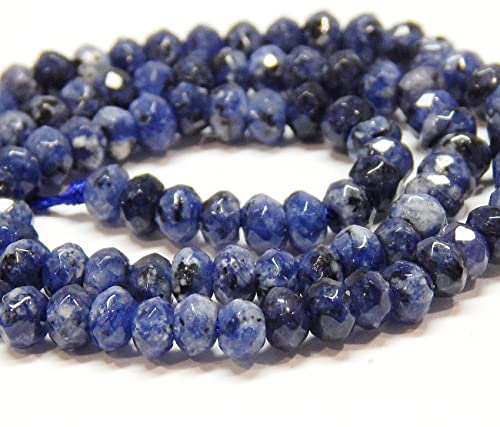 Achat & Jaspis Edelstein Strang Perlen, 4mm, Rondelle, 110 Stück, Schmuckperlen Halbedelstein für Schmuck Kette Armband (Blau Jaspis) von Perlin