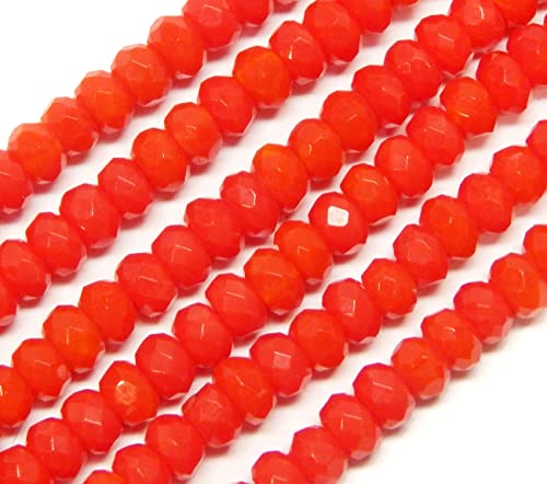 Achat & Jaspis Edelstein Strang Perlen, 4mm, Rondelle, 110 Stück, Schmuckperlen Halbedelstein für Schmuck Kette Armband (Rot Achat) von Perlin