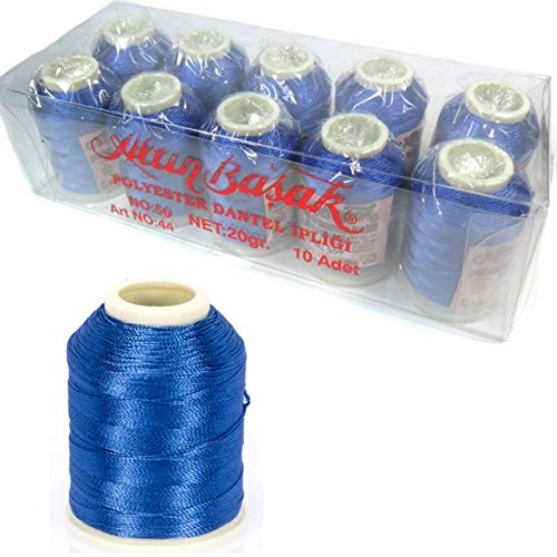 Altinbaşak 20g Häkelgarn Garne 300m 6 FACH 100% POLYESTER GARN 0,75mm Nr: 50 BESTE QUALITÄT UND FARBECHT Embroidery Thread (5 Stück, IP373) von Perlin