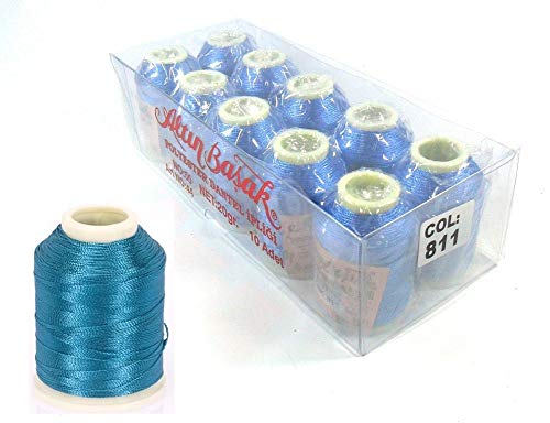 Altinbaşak 20g Häkelgarn Garne 300m 6 FACH 100% POLYESTER GARN 0,75mm Nr: 50 BESTE QUALITÄT UND FARBECHT Embroidery Thread (5 Stück, IP811) von Perlin