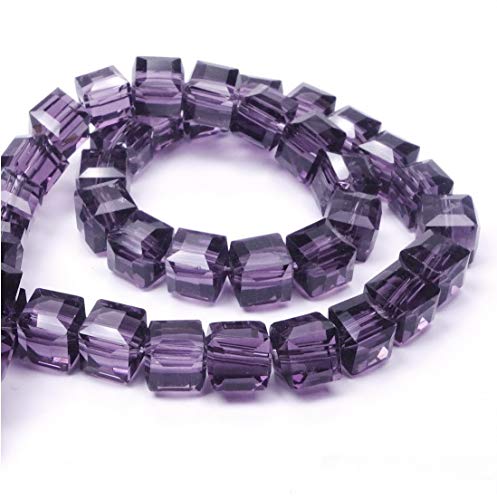 Böhmische Kristallperlen 4mm und 6mm Set Würfel Facettiert Tschechische Perlen Glasschliffperlen Zwischenperlen, Glasperlen Druckperlen (Amethyst Lila, 4x4x4 mm 25 Stück) von Perlin