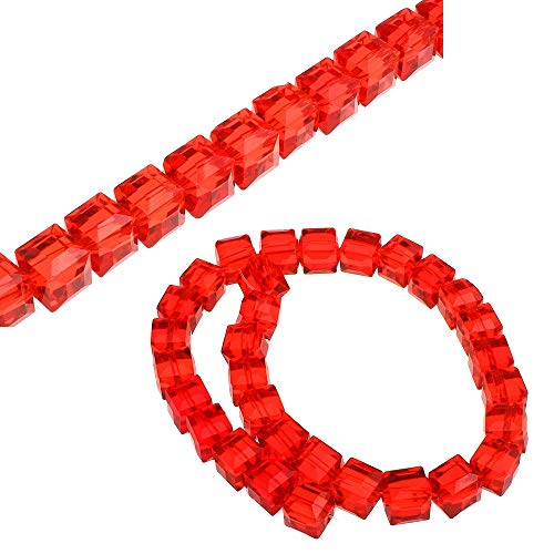 Böhmische Kristallperlen 4mm und 6mm Set Würfel Facettiert Tschechische Perlen Glasschliffperlen Zwischenperlen, Glasperlen Druckperlen (Rot, 4x4x4 mm 25 Stück) von Perlin