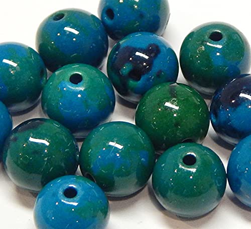 Chrysocolla Chrysokoll Azurite Edelstein Perlen Rund 6mm und 8mm Blau Grün Edelsteine Gemstone Beads (6 mm) von Perlin