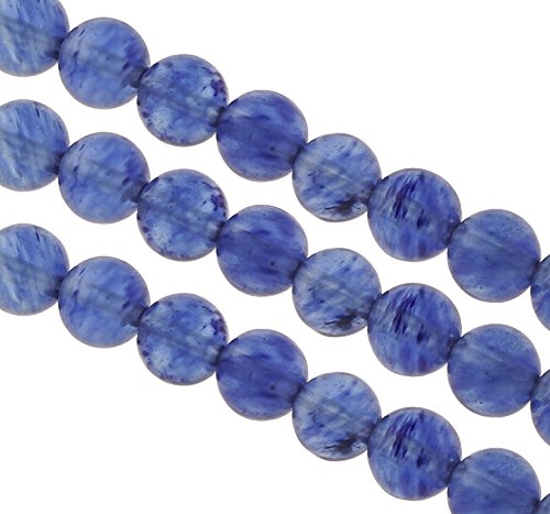 Edelstein Perlen 6mm Halbedelstein Schmuckperlen Schmuckstein Rund 36 Stück Edelsteine Perle mit Loch zum auffädeln (Blau Quarz Wassermelone) von Perlin