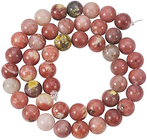 Edelstein Perlen 6mm Halbedelstein Schmuckperlen Schmuckstein Rund 36 Stück Edelsteine Perle mit Loch zum auffädeln (Kirschblüten-Jaspis) von Perlin