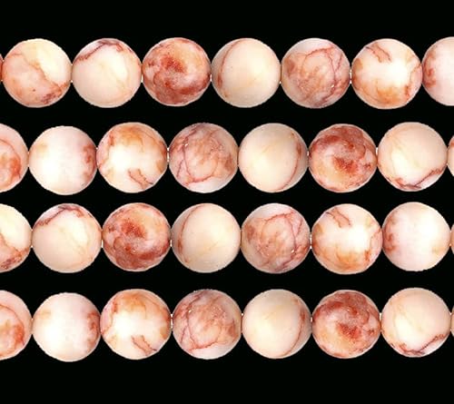 Edelstein Perlen 8mm Halbedelstein Schmuckperlen Schmuckstein Rund 30 Stück Edelsteine Perle mit Loch zum auffädeln (Seidenstein Pink) von Perlin