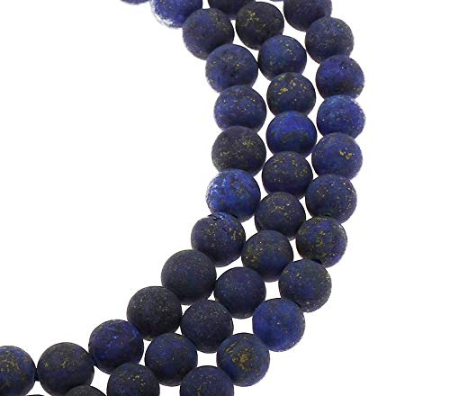 Edelstein Perlen 8mm und 6mm Matt Schmuckstein, Kugel Halbedelstein Edelsteine Frosted Gemstone Beads (Lapislazuli, 8mm) von Perlin